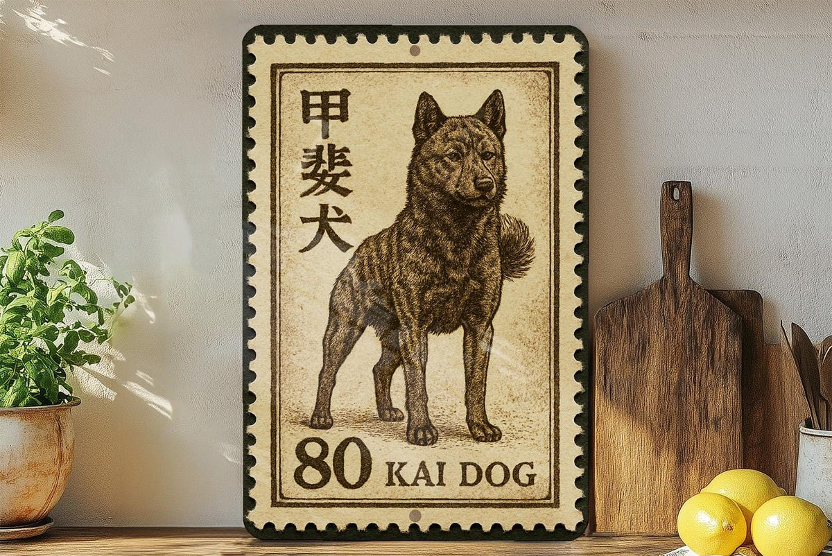 Kai Dog Metal Sign – Japanese Dog Breed Wall Art, Rustic Stamp Style Decor, Vintage Pet Lover Gift, Outdoor or Indoor Sign — photo 2