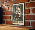 Ladder Shelf Metal Sign – Vintage Stamp Style Wall Art, Rustic Home Decor, Industrial Bookshelf Tin Sign Gift — photo 1