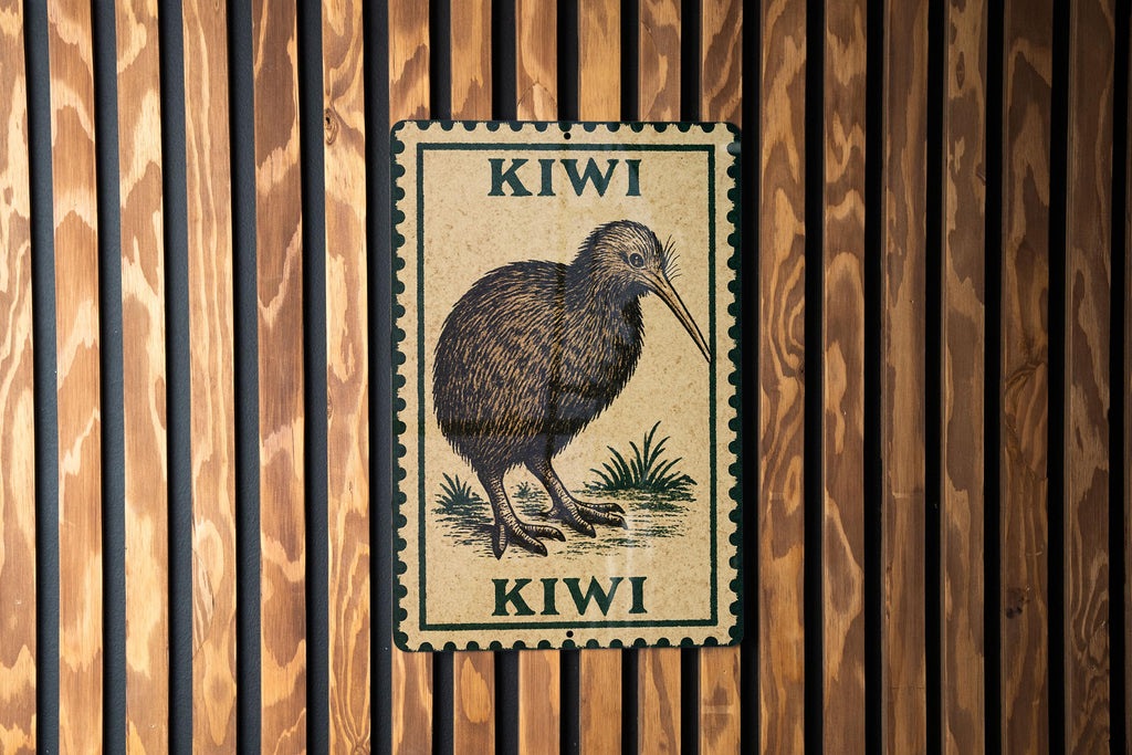 Kiwi Stamp Style Metal Sign – Vintage Vertical Wall Art, Fruit Kitchen Decor, Retro Tin Poster, Farmhouse Home Sign — photo 1