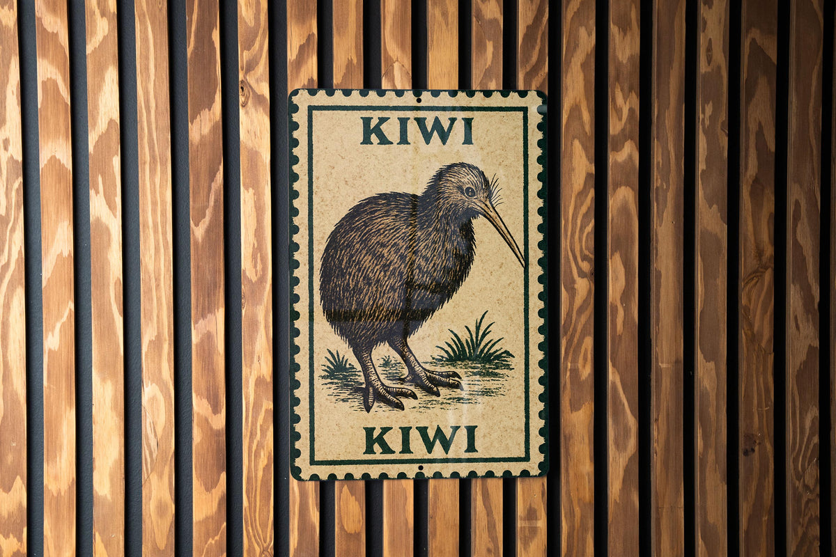 Kiwi Stamp Style Metal Sign – Vintage Vertical Wall Art, Fruit Kitchen Decor, Retro Tin Poster, Farmhouse Home Sign — photo 1