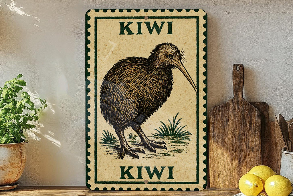 Kiwi Stamp Style Metal Sign – Vintage Vertical Wall Art, Fruit Kitchen Decor, Retro Tin Poster, Farmhouse Home Sign — photo 2