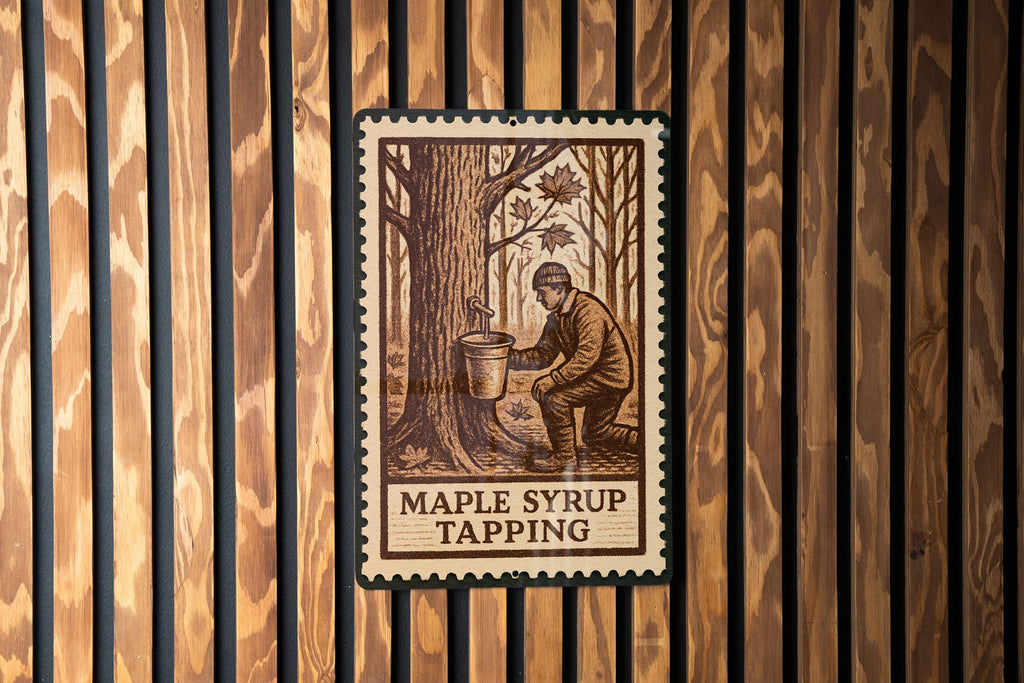Maple Syrup Tapping Metal Sign – Rustic Stamp Style Wall Art for Cabin, Farmhouse, Sugar Shack, Country Kitchen Decor — photo 1