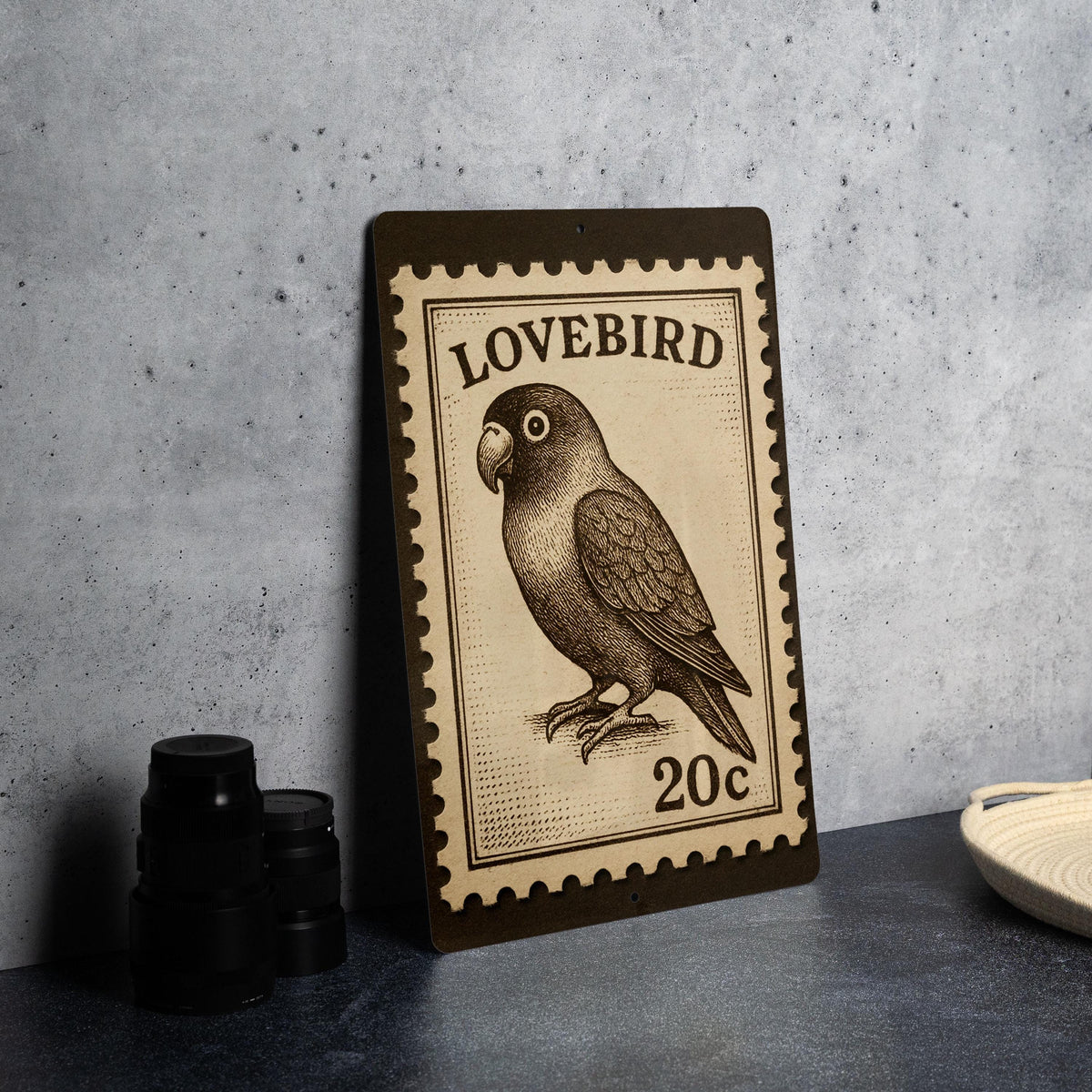 Lovebird Metal Sign – Vintage Stamp Style Wall Art, Rustic Bird Decor, Romantic Tin Sign for Home or Garden Display — photo 4