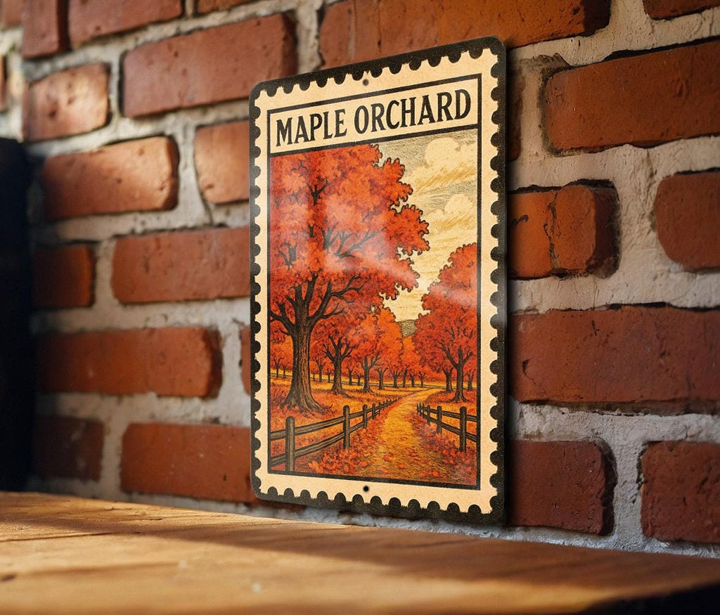 Maple Orchard Metal Sign – Rustic Farmhouse Decor, Vintage Stamp Style Wall Art, Country Kitchen or Garden Sign — photo 3