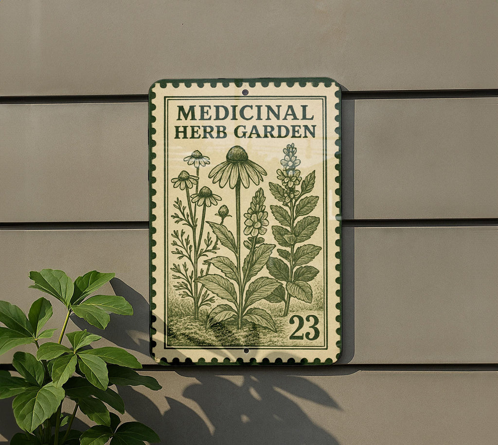 Medicinal Herb Garden Metal Sign – Vintage Stamp Style Botanical Wall Art for Kitchen, Apothecary, or Garden Décor — photo 5