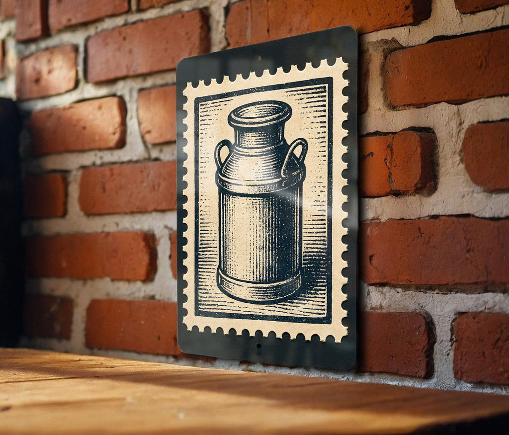 Vintage Milk Churn Metal Sign – Rustic Farmhouse Kitchen Wall Art, Country Dairy Decor, Retro Stamp Style Tin Plaque — photo 1