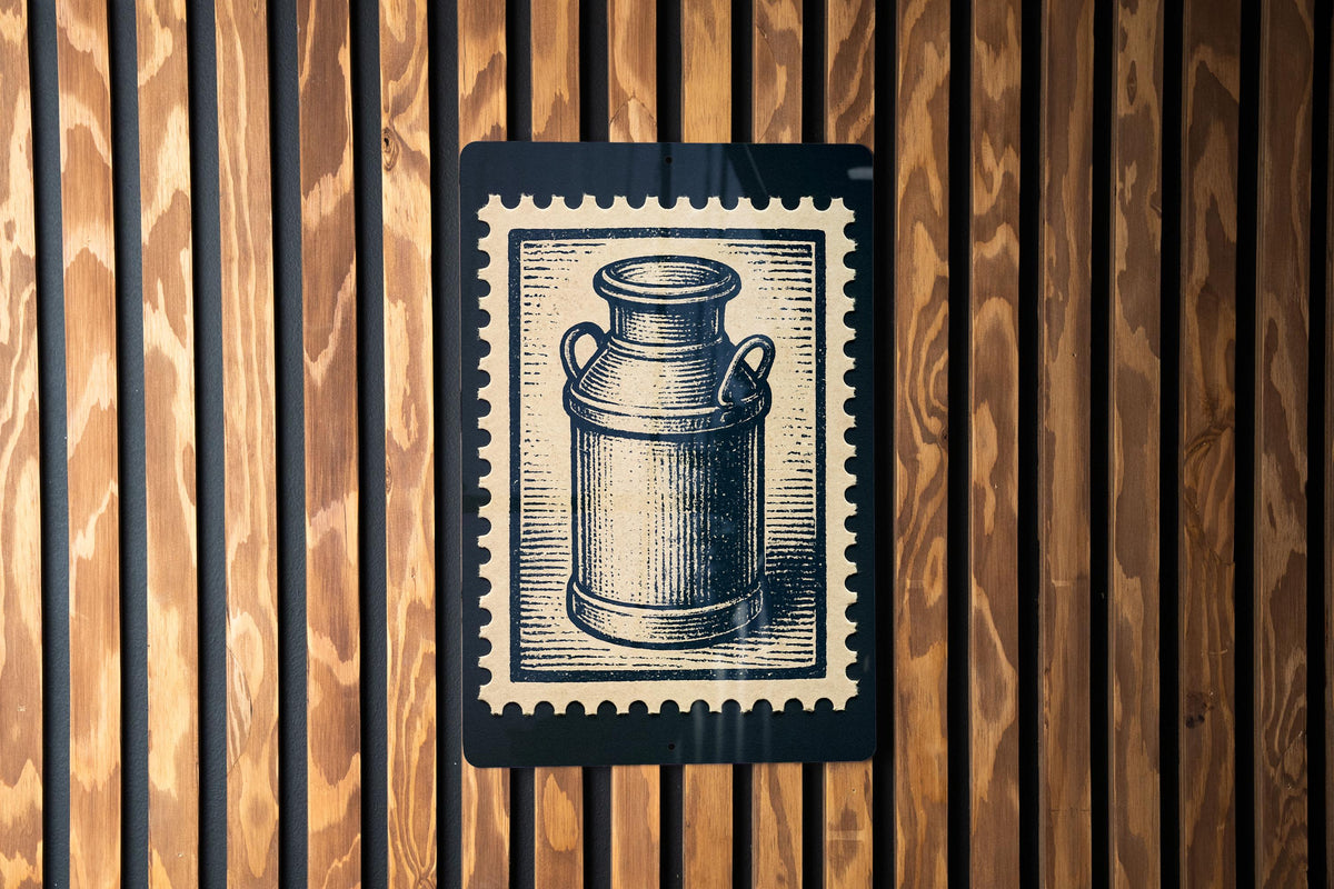 Vintage Milk Churn Metal Sign – Rustic Farmhouse Kitchen Wall Art, Country Dairy Decor, Retro Stamp Style Tin Plaque — photo 3