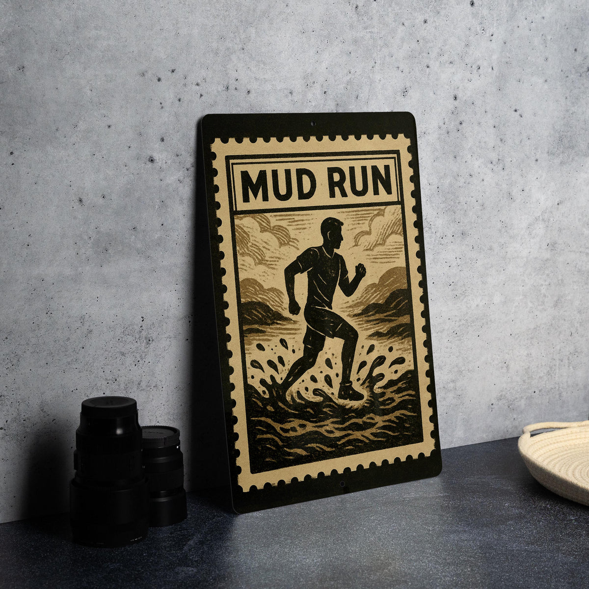 Mud Run Stamp Style Metal Sign – Rustic Obstacle Course Wall Art, Adventure Race Decor, Gift for Runners, Man Cave Sign — photo 4