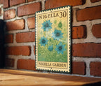 Nigella Flower Stamp Art Metal Sign – Vintage Botanical Wall Decor, Garden Lover Gift, Rustic Floral Home Accent — photo 2