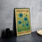 Nigella Flower Stamp Art Metal Sign – Vintage Botanical Wall Decor, Garden Lover Gift, Rustic Floral Home Accent — photo 4