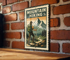 Mountain Hiking Metal Sign – Vintage Stamp Style Wall Art for Cabin, Rustic Outdoor Decor, Nature Lover Gift — photo 2
