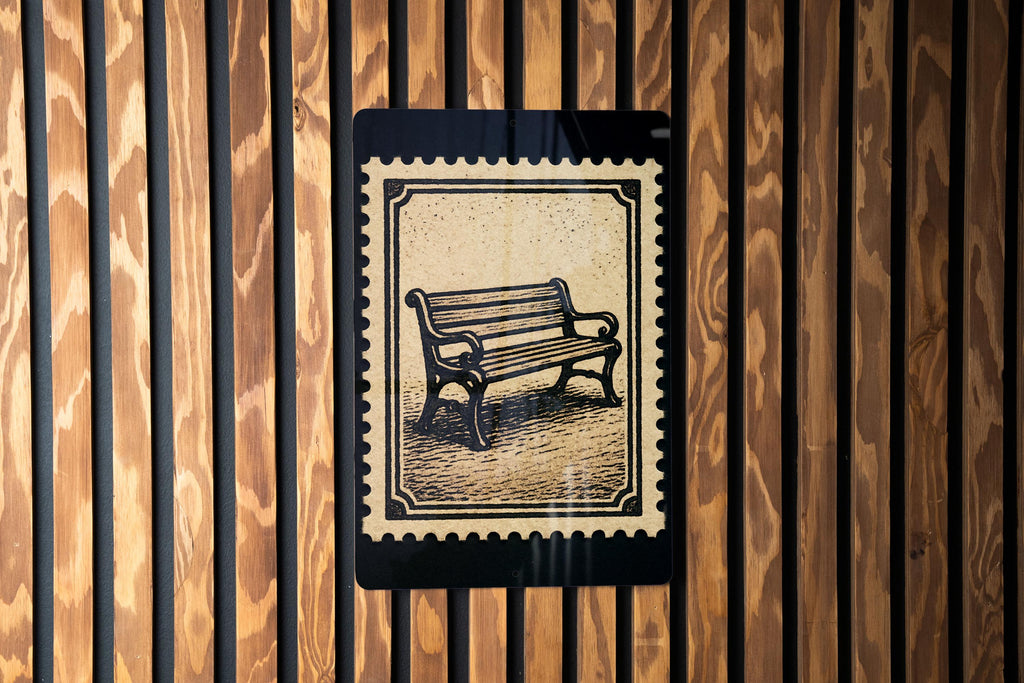 Vintage Park Bench Metal Sign – Rustic Stamp Style Wall Art for Porch, Garden, Patio, Outdoor Décor, Weathered Look — photo 2