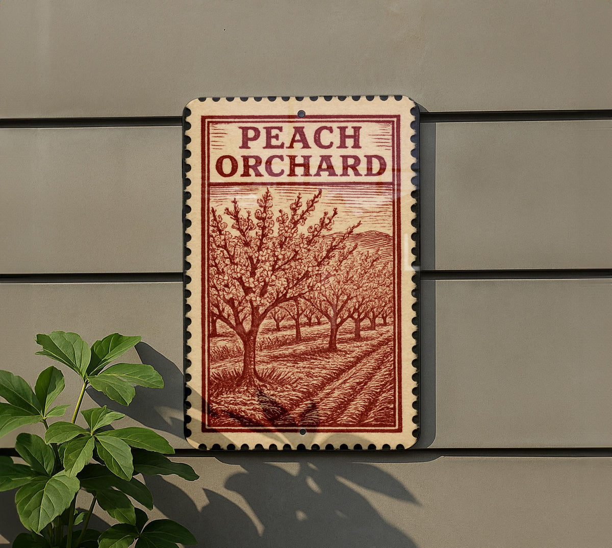 Peach Orchard Metal Sign – Vintage Farmhouse Wall Decor, Rustic Garden Art, Country Kitchen Stamp Style Artwork — photo 5