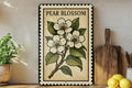 Pear Blossom Metal Sign – Vintage Stamp Style Wall Art, Botanical Floral Decor, Rustic Garden Aluminum Sign — photo 1