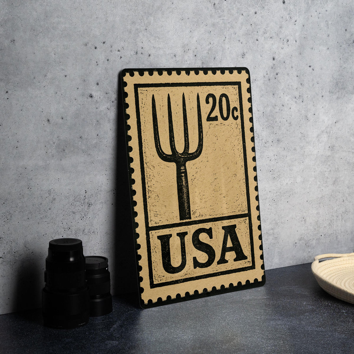 Vintage Pitchfork Metal Sign Stamp Style Art – Rustic Farmhouse Wall Decor, Barn Tool Illustration, Country Home Accent — photo 4