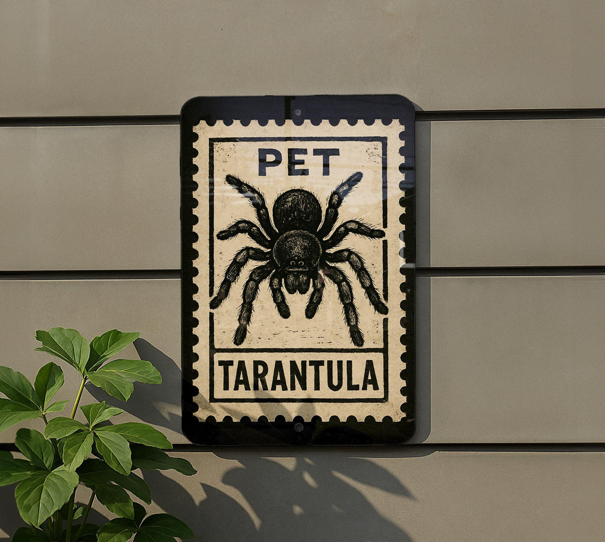 Pet Tarantula Metal Sign – Vintage Stamp Style Spider Wall Art for Arachnid Lovers, Rustic Home or Man Cave Decor — photo 5