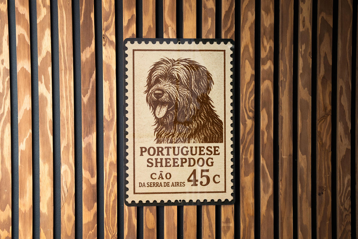 Portuguese Sheepdog Metal Sign – Vintage Stamp Style Wall Art, Rustic Dog Decor, Farmhouse Pet Lover Gift, Indoor Outdoor Plaque — photo 1