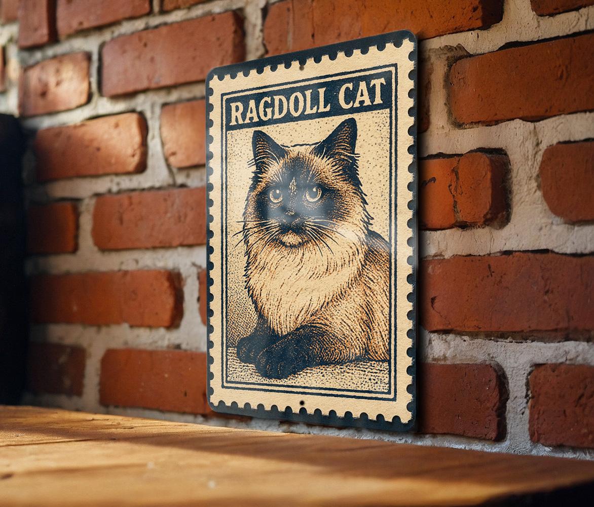 Ragdoll Cat Metal Sign – Vintage Stamp Style Wall Art for Cat Lovers, Rustic Home Decor, Gift for Pet Owners — photo 1