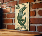 Saltwater Crocodile Metal Sign – Vintage Stamp Style Wall Art, Vertical Rustic Decor for Home, Cabin, or Man Cave — photo 2