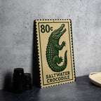 Saltwater Crocodile Metal Sign – Vintage Stamp Style Wall Art, Vertical Rustic Decor for Home, Cabin, or Man Cave — photo 4