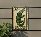 Saltwater Crocodile Metal Sign – Vintage Stamp Style Wall Art, Vertical Rustic Decor for Home, Cabin, or Man Cave — photo 5