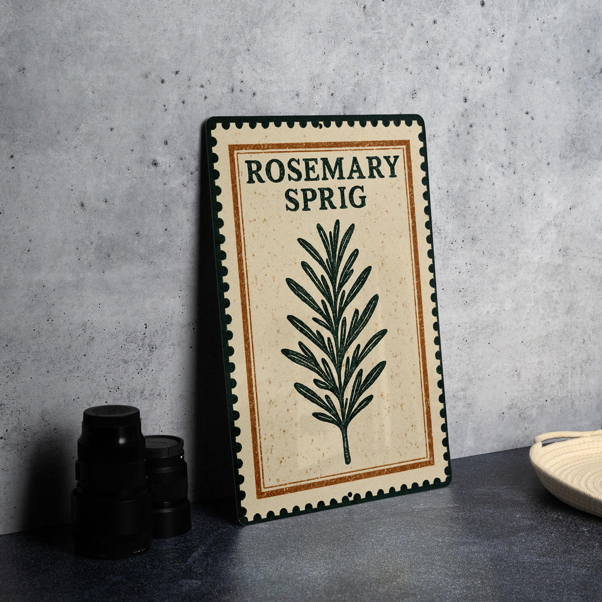 Rosemary Sprig Metal Sign – Rustic Kitchen Herb Wall Art, Vintage Botanical Stamp Style Décor for Home or Garden — photo 4