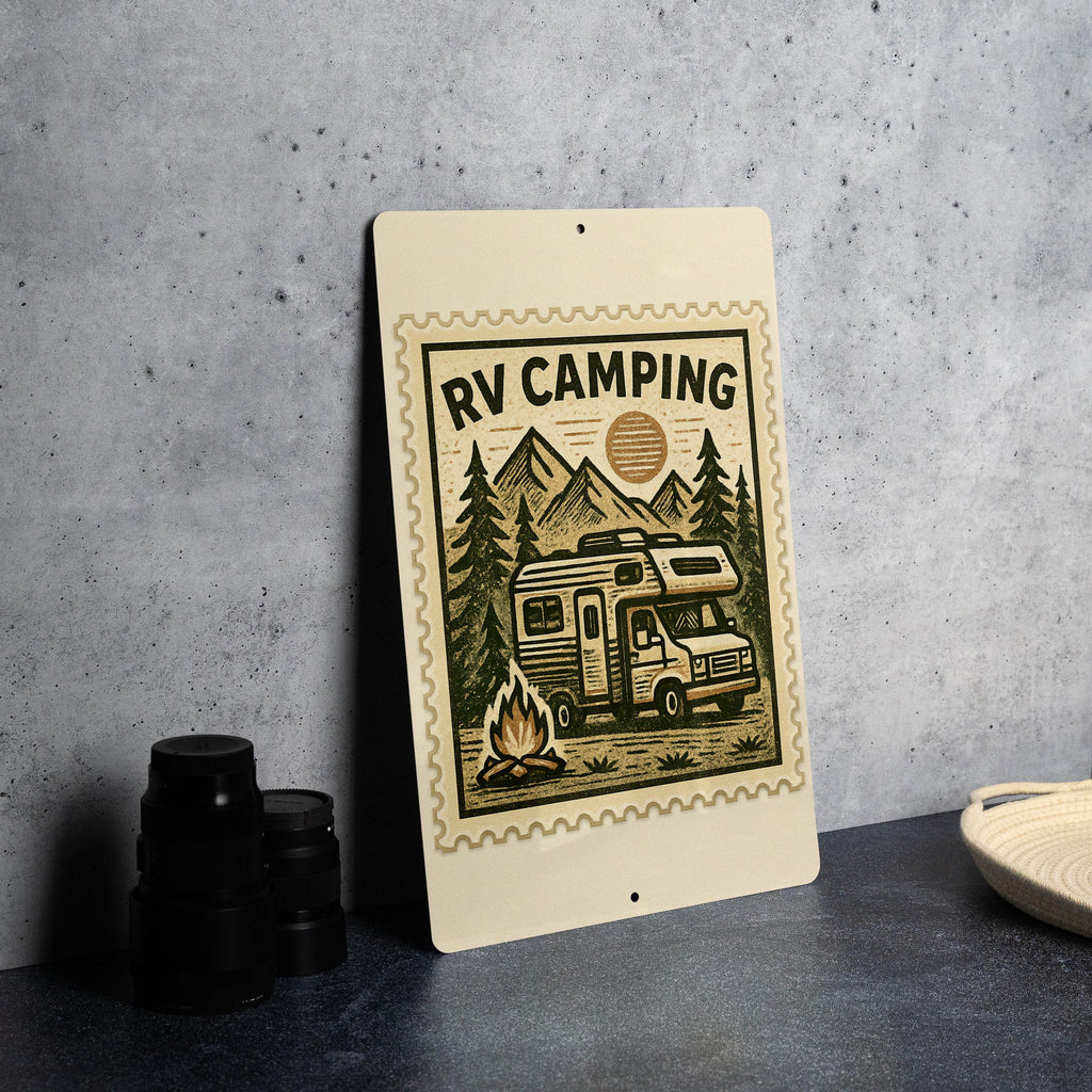 Vintage RV Camping Metal Sign – Retro Stamp Style Camper Decor for Trailer, Campsite, Cabin, or Outdoor Adventure Gift — photo 4
