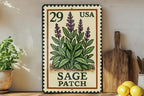 Vintage Sage Patch Metal Sign – Rustic Farmhouse Decor, Stamp Style Wall Art, Herb Garden Kitchen Sign, Country Home Accent — photo 3
