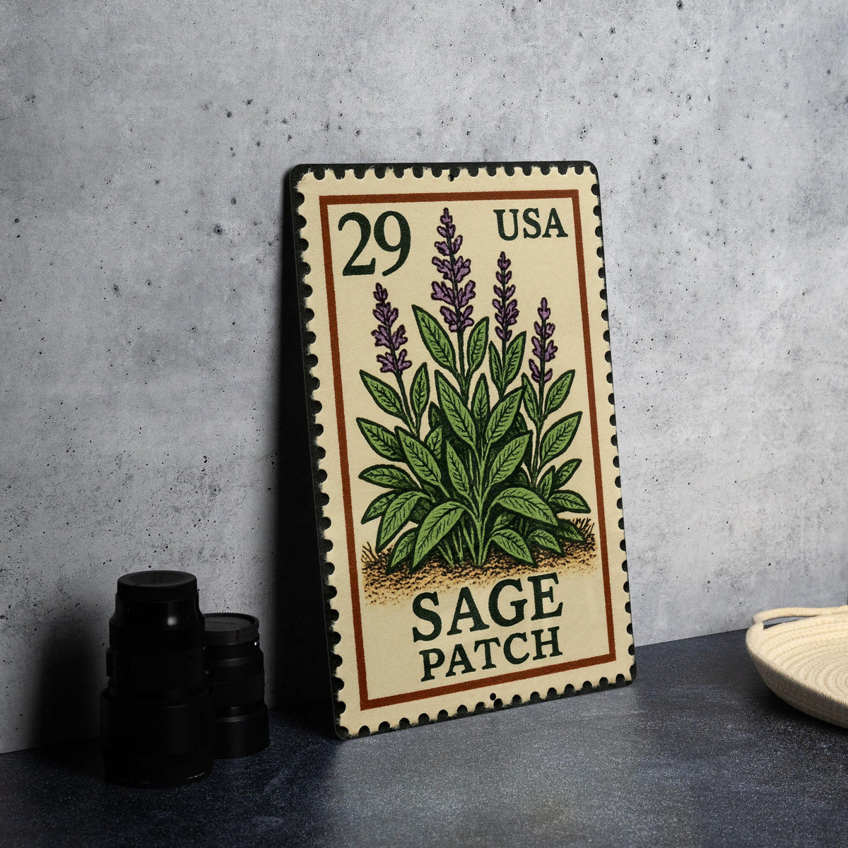Vintage Sage Patch Metal Sign – Rustic Farmhouse Decor, Stamp Style Wall Art, Herb Garden Kitchen Sign, Country Home Accent — photo 4