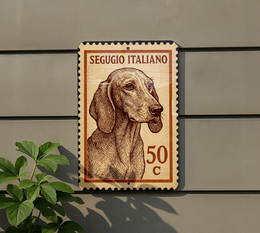 Segugio Italiano Dog Metal Sign – Vintage Stamp Style Wall Art for Home, Kennel, Rustic Decor, Italian Hound Gift — photo 5