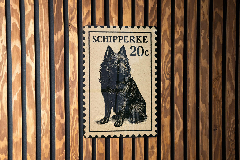 Schipperke Dog Metal Sign – Vintage Stamp Style Wall Art, Vertical 23" Rustic Home Decor for Dog Lovers, Gift for Pet Owners — photo 2