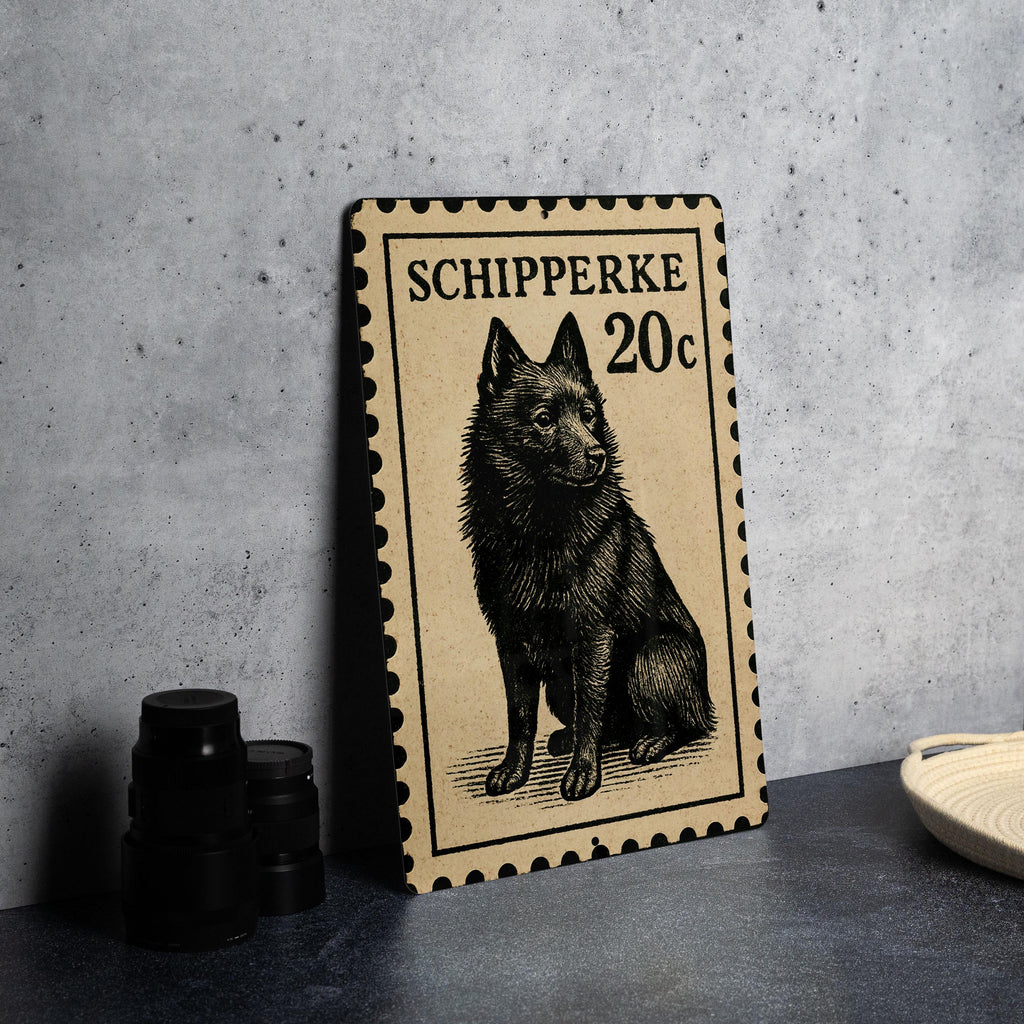 Schipperke Dog Metal Sign – Vintage Stamp Style Wall Art, Vertical 23" Rustic Home Decor for Dog Lovers, Gift for Pet Owners — photo 4