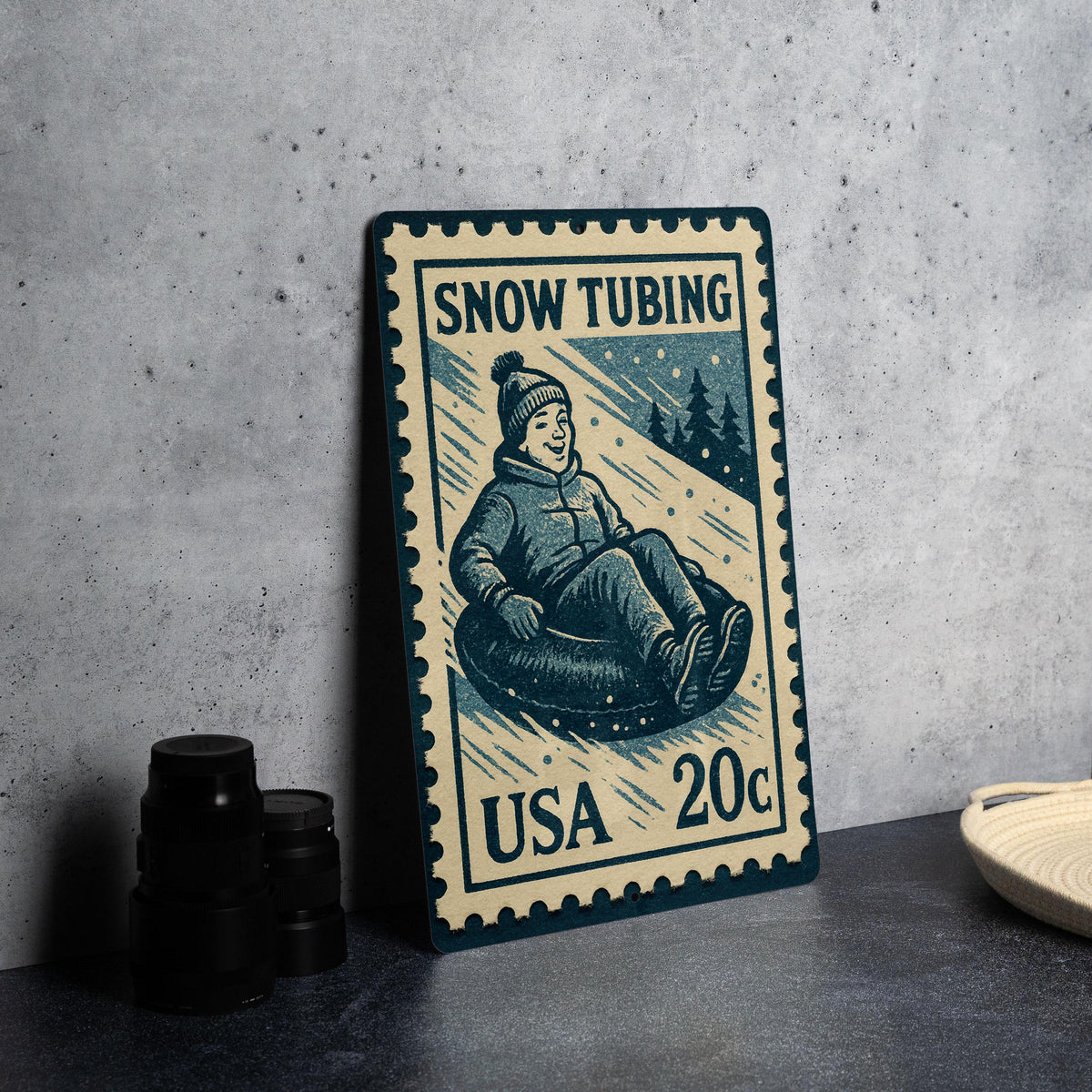 Snow Tubing Metal Sign – Vintage Stamp Style Winter Decor for Cabin, Lodge, Ski Resort, Rustic Wall Art Gift — photo 4