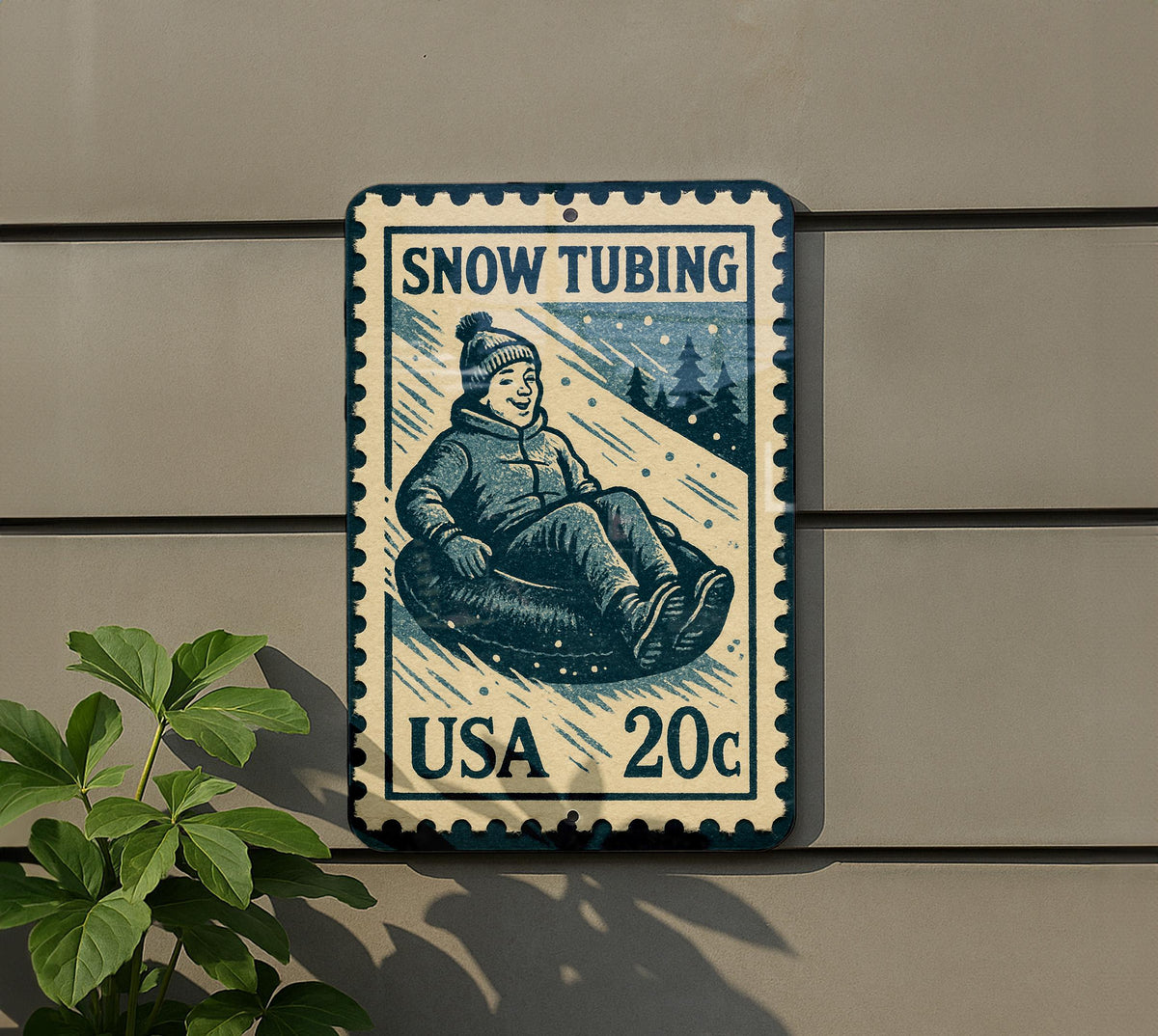 Snow Tubing Metal Sign – Vintage Stamp Style Winter Decor for Cabin, Lodge, Ski Resort, Rustic Wall Art Gift — photo 5