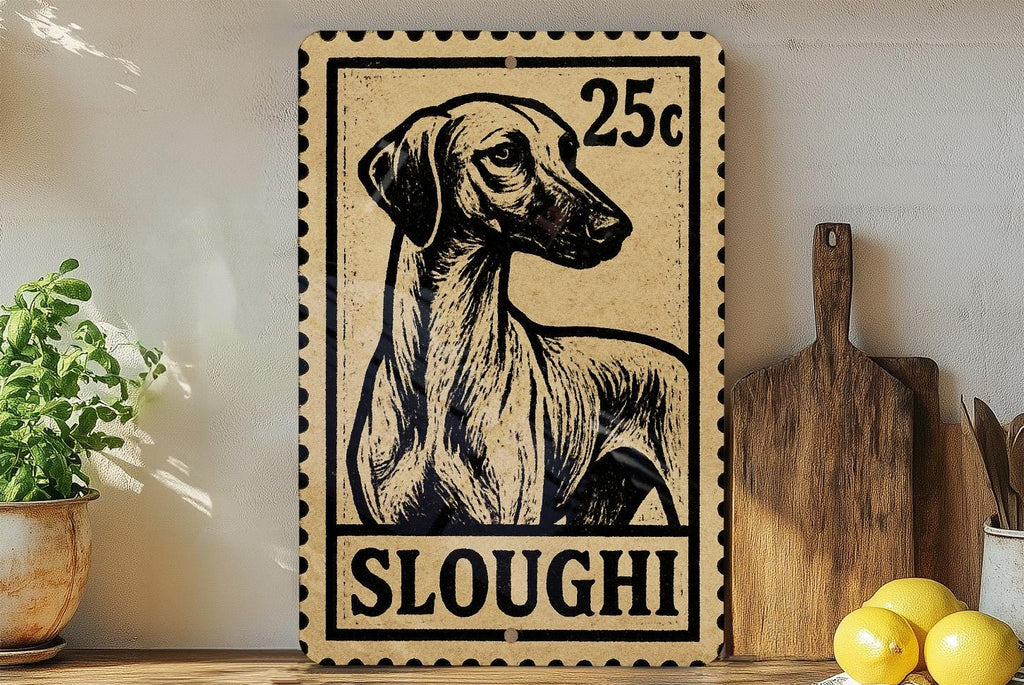 Sloughi Dog Metal Sign Vertical 23" – Vintage Stamp Style Wall Art for Dog Lovers, Rustic Home or Kennel Decor — photo 2