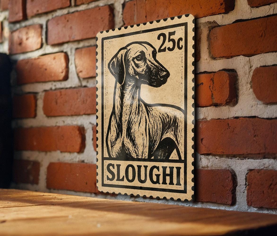 Sloughi Dog Metal Sign Vertical 23" – Vintage Stamp Style Wall Art for Dog Lovers, Rustic Home or Kennel Decor — photo 3