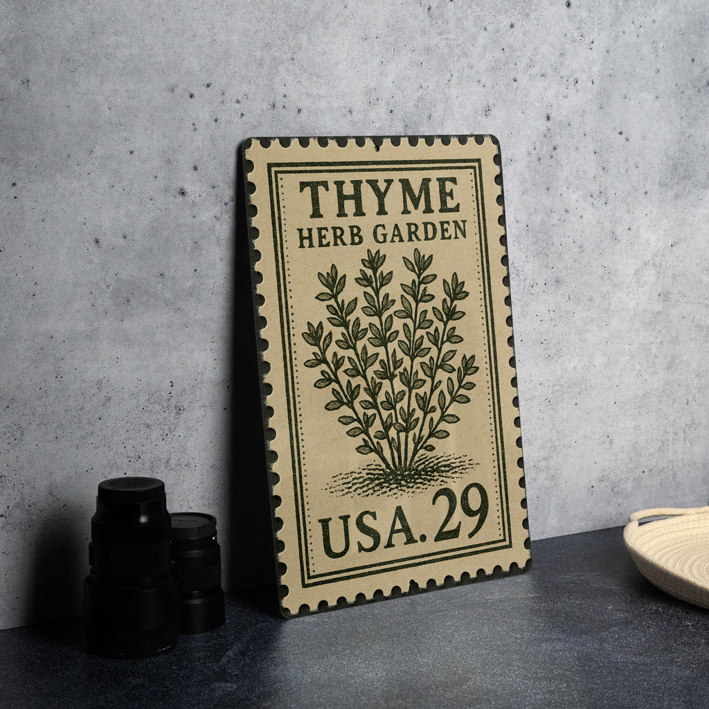 Thyme Herb Garden Metal Sign – Vintage Botanical Kitchen Decor, Rustic Farmhouse Wall Art, Stamp Style Garden Plaque — photo 4