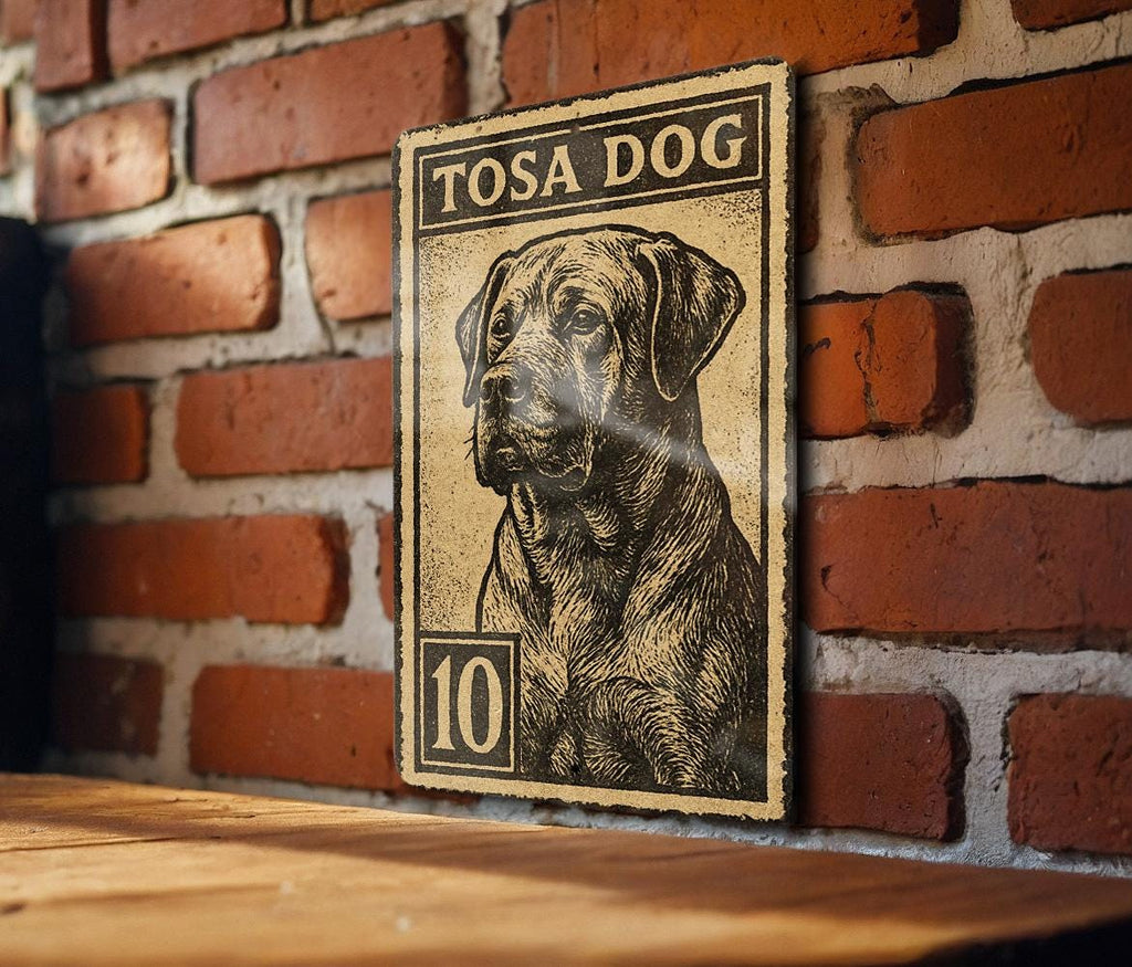 Tosa Dog Metal Sign – Vintage Stamp Style Wall Art, Vertical Japanese Dog Breed Decor for Home, Kennel, or Man Cave — photo 1