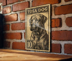 Tosa Dog Metal Sign – Vintage Stamp Style Wall Art, Vertical Japanese Dog Breed Decor for Home, Kennel, or Man Cave — photo 1