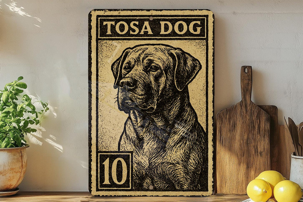 Tosa Dog Metal Sign – Vintage Stamp Style Wall Art, Vertical Japanese Dog Breed Decor for Home, Kennel, or Man Cave — photo 2
