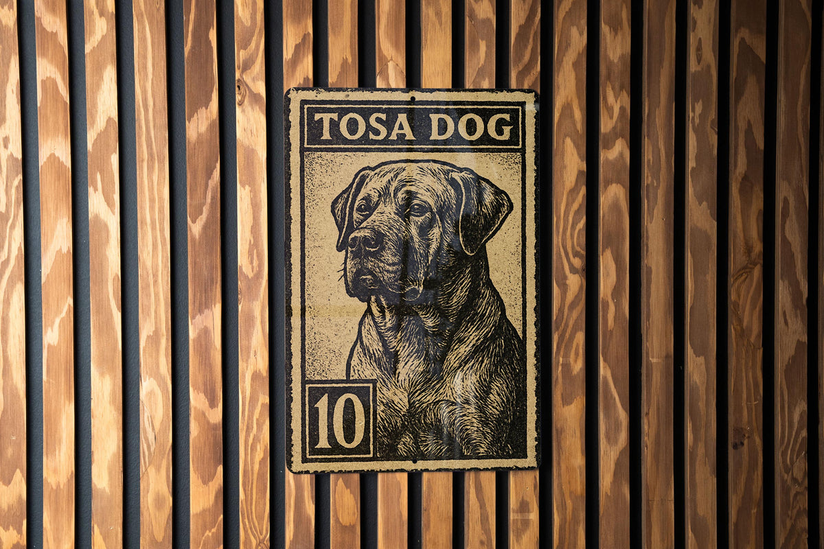 Tosa Dog Metal Sign – Vintage Stamp Style Wall Art, Vertical Japanese Dog Breed Decor for Home, Kennel, or Man Cave — photo 3