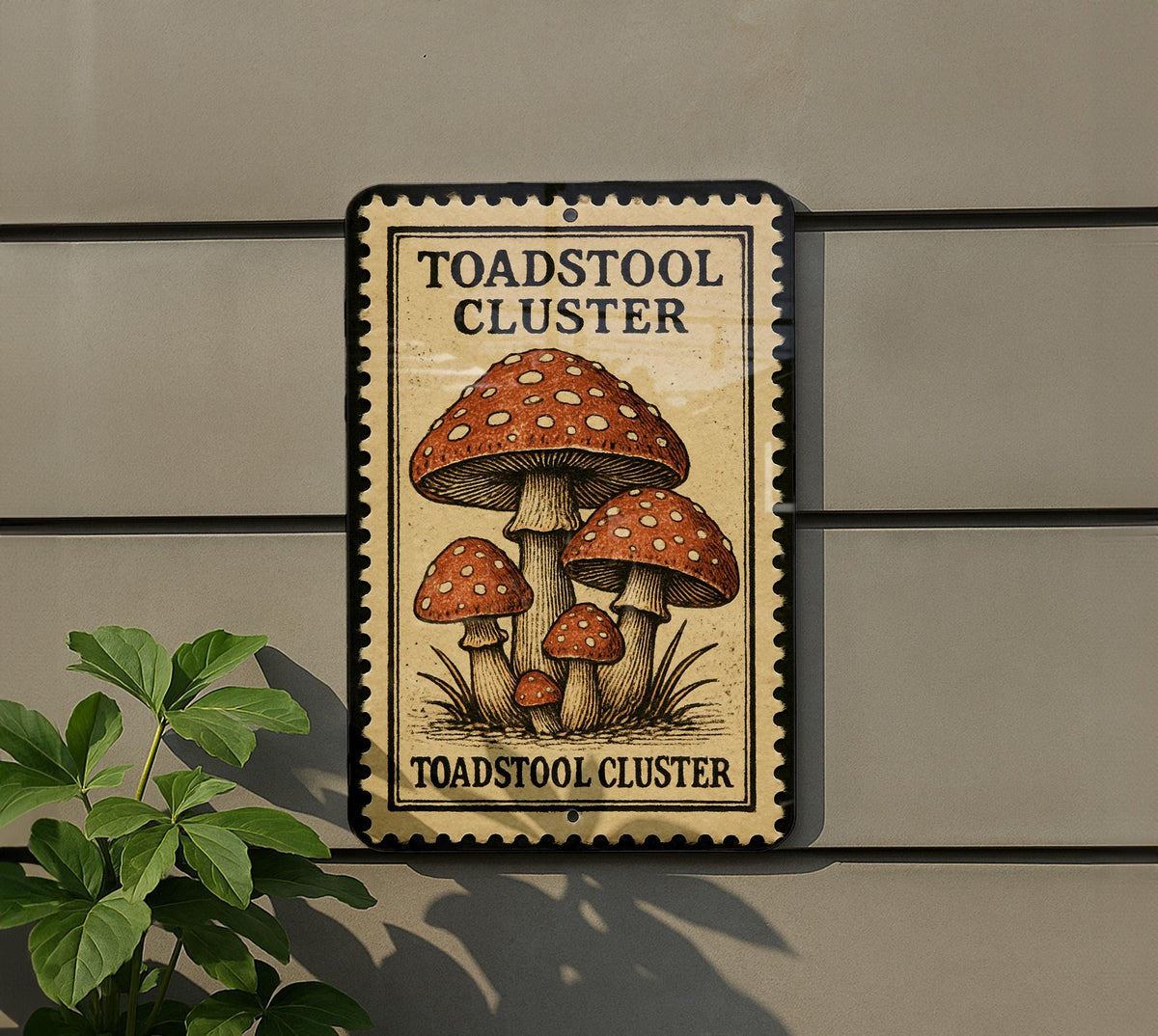 Toadstool Cluster Metal Sign – Vintage Mushroom Wall Art, Rustic Fungi Decor, Cottagecore Garden Sign, Nature-Inspired Artwork — photo 5