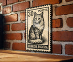 Turkish Angora Cat Metal Sign – Vintage Stamp Style Wall Art Décor for Cat Lovers, Rustic Tin Pet Sign for Home or Garden — photo 1