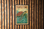 Turtle Time Metal Sign – Vintage Stamp Style Wall Decor for Beach House, Coastal Bathroom, Retro Nautical Home Sign Art — photo 3