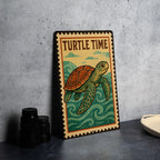 Turtle Time Metal Sign – Vintage Stamp Style Wall Decor for Beach House, Coastal Bathroom, Retro Nautical Home Sign Art — photo 4