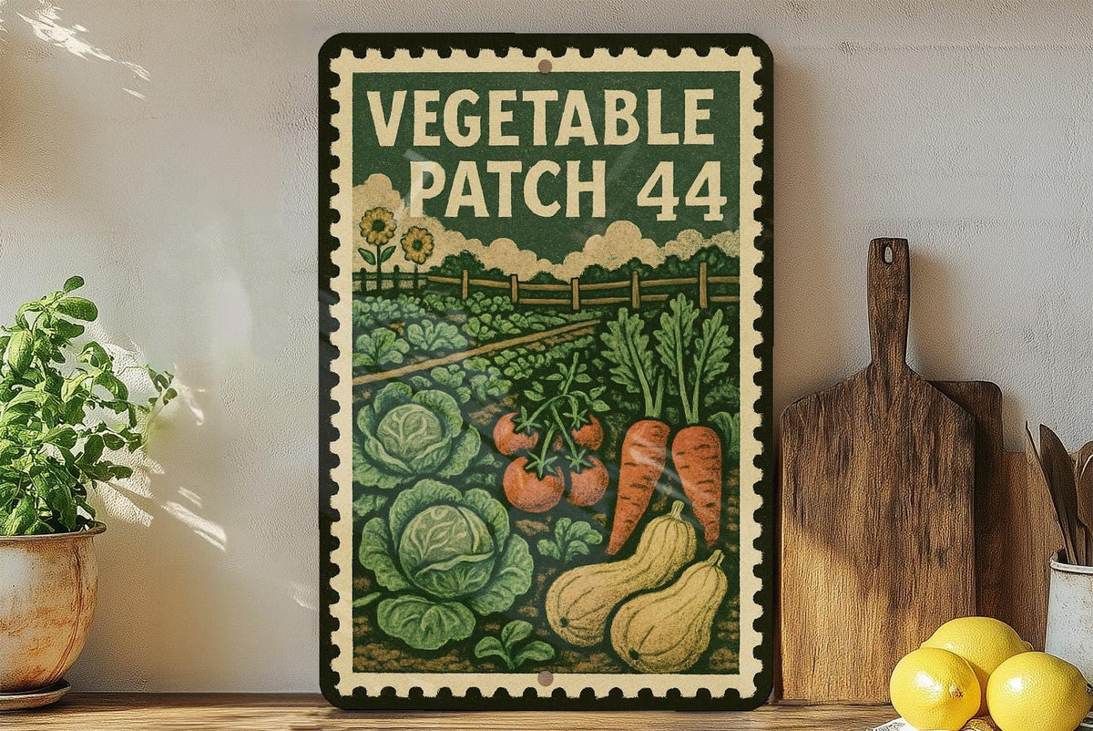 Vintage Vegetable Patch Metal Sign – Rustic Farmhouse Garden Decor, Retro Kitchen Wall Art, Stamp Style Aluminum Plaque — photo 2