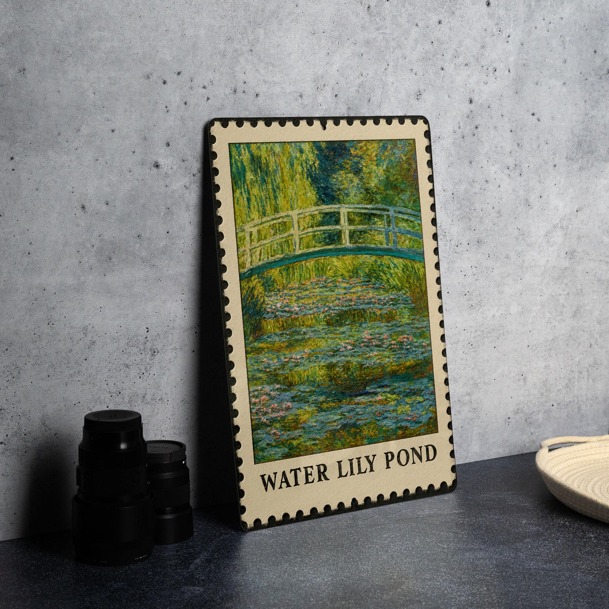 Water Lily Pond Metal Sign – Vintage Stamp Style Wall Art, Monet Inspired Garden Decor, Rustic Home Metal Artwork — photo 4