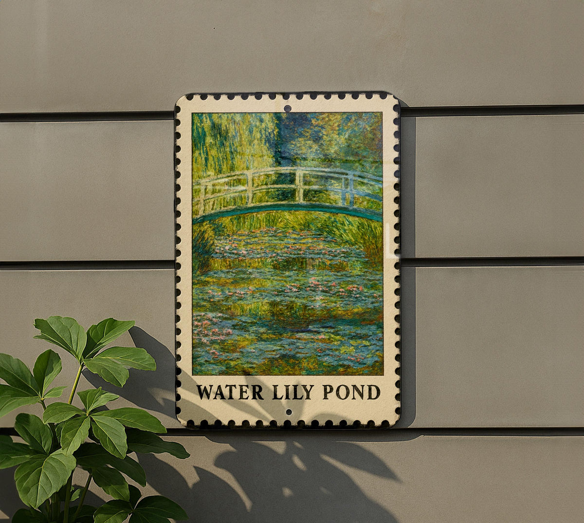 Water Lily Pond Metal Sign – Vintage Stamp Style Wall Art, Monet Inspired Garden Decor, Rustic Home Metal Artwork — photo 5