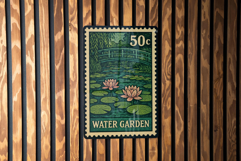 Water Garden Metal Sign – Vintage Stamp Style Garden Decor, Rustic Outdoor Wall Art, Botanical Yard Plaque for Gardeners — photo 3