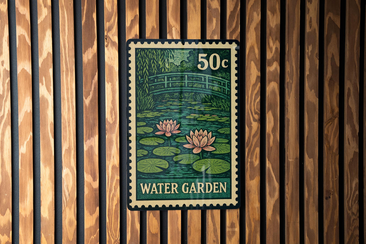 Water Garden Metal Sign – Vintage Stamp Style Garden Decor, Rustic Outdoor Wall Art, Botanical Yard Plaque for Gardeners — photo 3